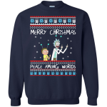 Rick and Morty Merry Christmas Peace Among Worlds Sweater, Shirt, Hoodie