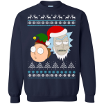 Rick Santa And Morty Elf Christmas Sweater, Hoodie, Long Sleeve