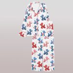 Patriotic Balloon Dog 4th Of July Animal Red White Blue Star USA Print Pajama Set