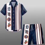 Detroit Tigers Stripe Style Hawaiian Shirt