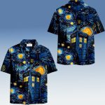 Starry Night Police Box Hawaiian Shirt
