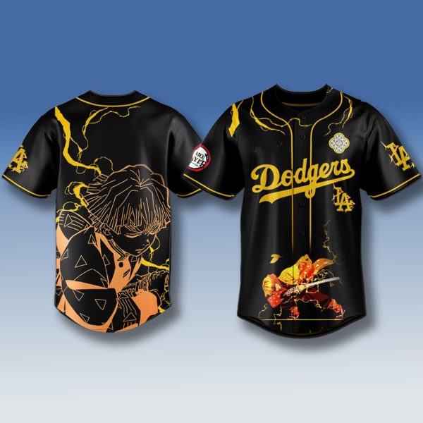 Dodgers x Demon Slayer Agatsuma Zenitsu Jersey 2025 1