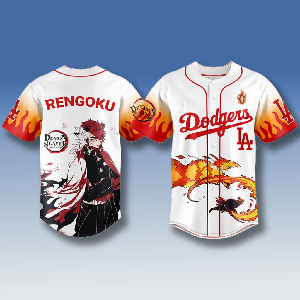 LA Dodgers Demon Slayer Kyojuro Rengoku Jersey 2025 LA Dodgers Demon Slayer Kyojuro Rengoku Jersey 2025