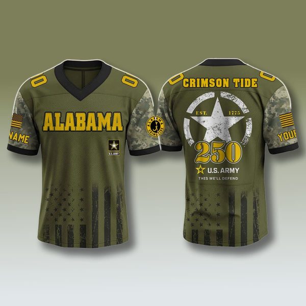 Alabama Crimson Tide US Army 250th Birthday Jersey 1