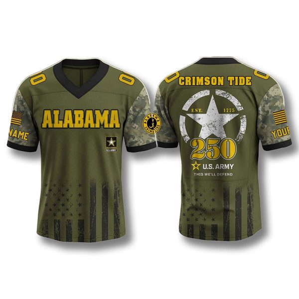 Alabama Crimson Tide US Army 250th Birthday Jersey