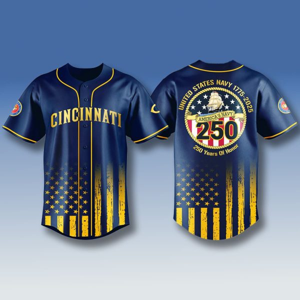 Cincinnati Reds US Navy 250th Anniversary Jersey