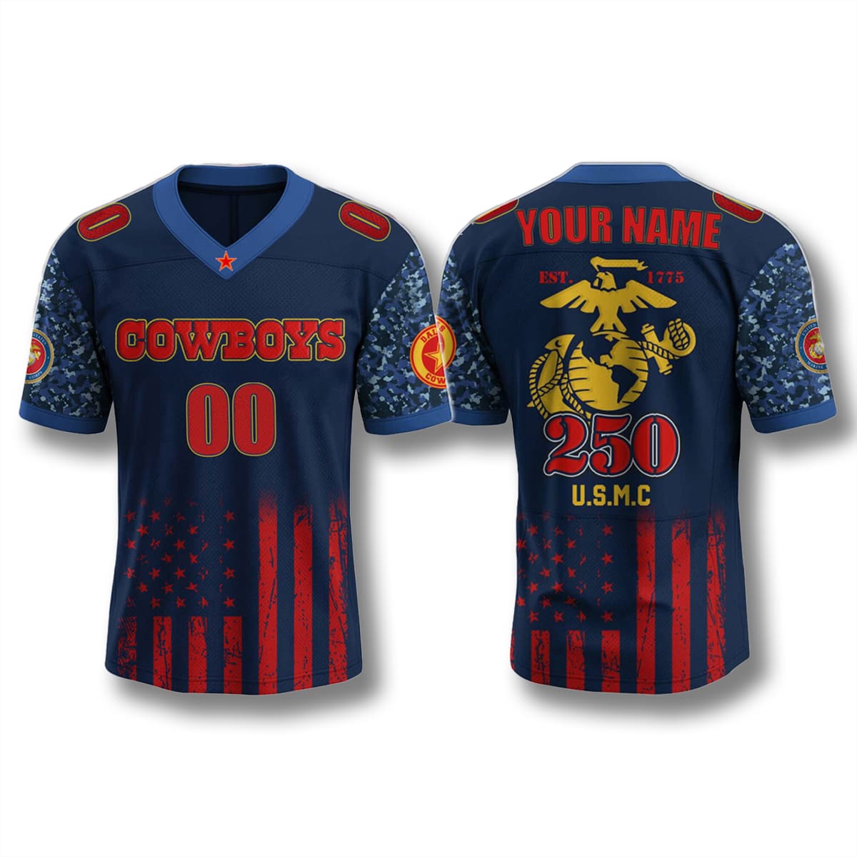 Dallas Cowboys USMC 250th Anniversary Jersey 1 Dallas Cowboys USMC 250th Anniversary Jersey 1