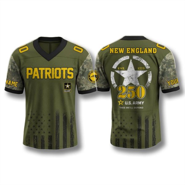 New England Patriots US Army 250th Anniversary Jersey 1