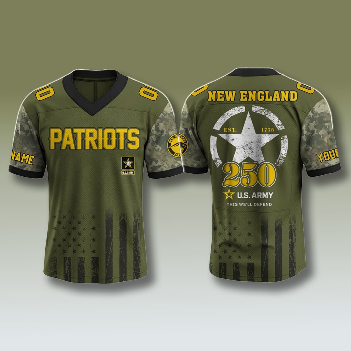 New England Patriots US Army 250th Anniversary Jersey New England Patriots US Army 250th Anniversary Jersey