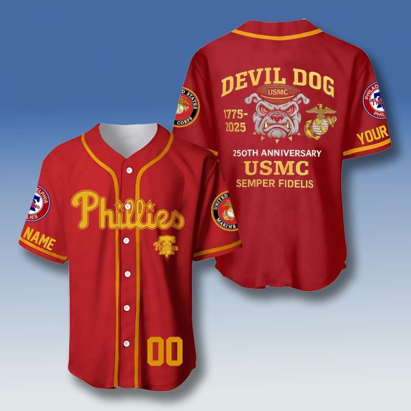 Phillies US Marine Corps 250th Year Anniversary Jersey 1