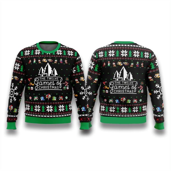 12 Games of Christmas Retro Ugly Sweater 1