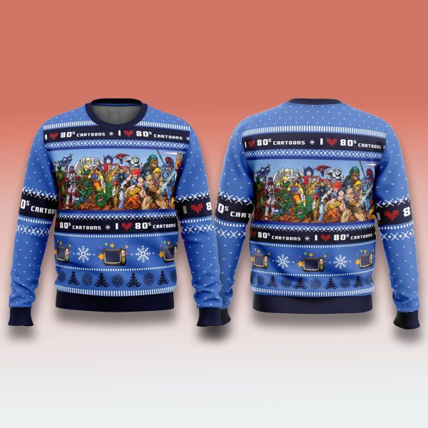 80s Cartoons Movies Retro Ugly Christmas Sweater 1