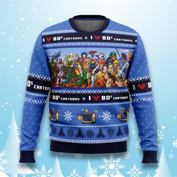80s Cartoons Movies Retro Ugly Christmas Sweater