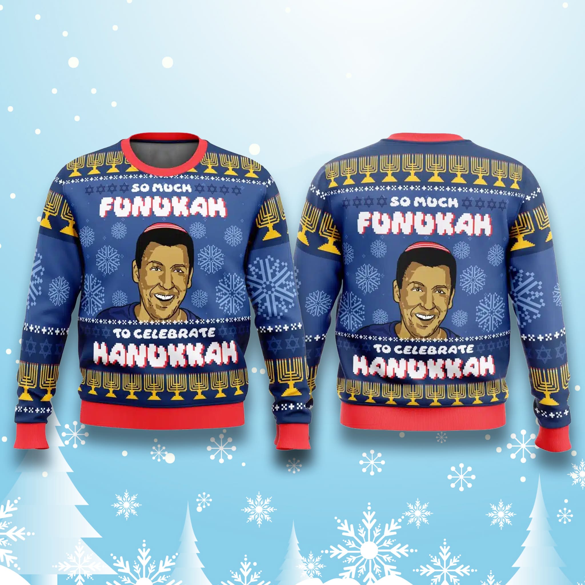 Adam Sandler So Much Funukah To Celebrate Hanukkah Ugly Sweater 2 Adam Sandler So Much Funukah To Celebrate Hanukkah Ugly Sweater 2