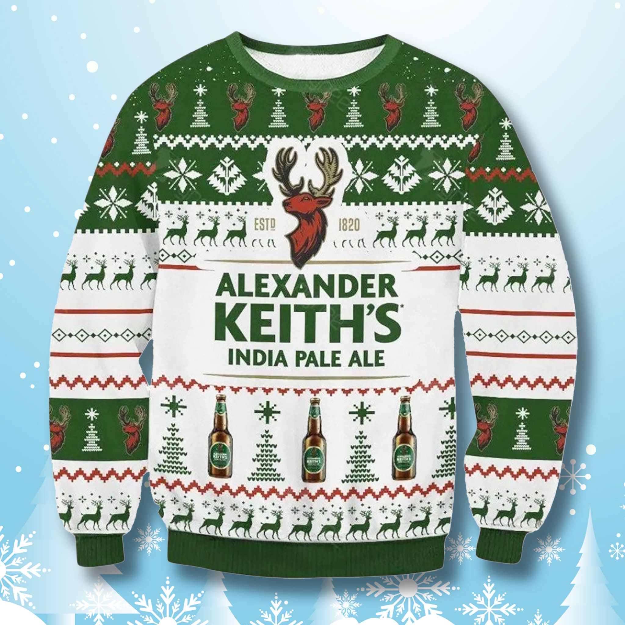 Alexander Keiths Beer Ugly Christmas Sweater 1 Alexander Keiths Beer Ugly Christmas Sweater 1