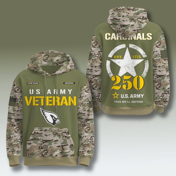 Arizona Cardinals US Army 250th Birthday Camo Hoodie