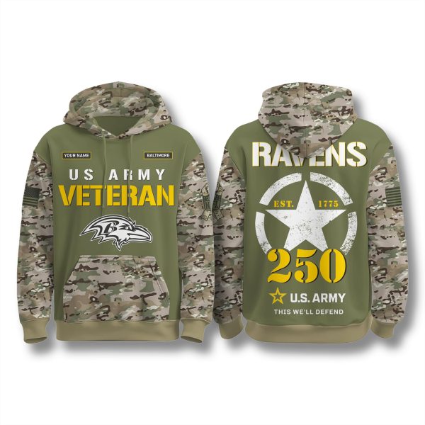 Baltimore Ravens US Army 250th Anniversary Camo Hoodie 1