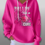 Basketball Ballin For A Cure Breast Cancer Awareness Waffle Hoodie