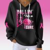 Basketball Ballin For A Cure Breast Cancer Awareness Waffle Hoodie