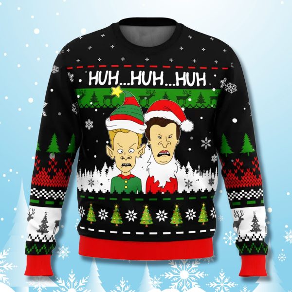 Beavis and Butthead Huh Huh Ugly Christmas Sweater
