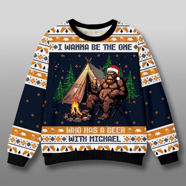 Bigfoot Wanna Have Beer Custom Ugly Christmas Sweater