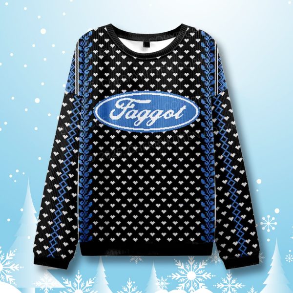 Blue Faggot Y2K Ugly Chrismas Sweater 1