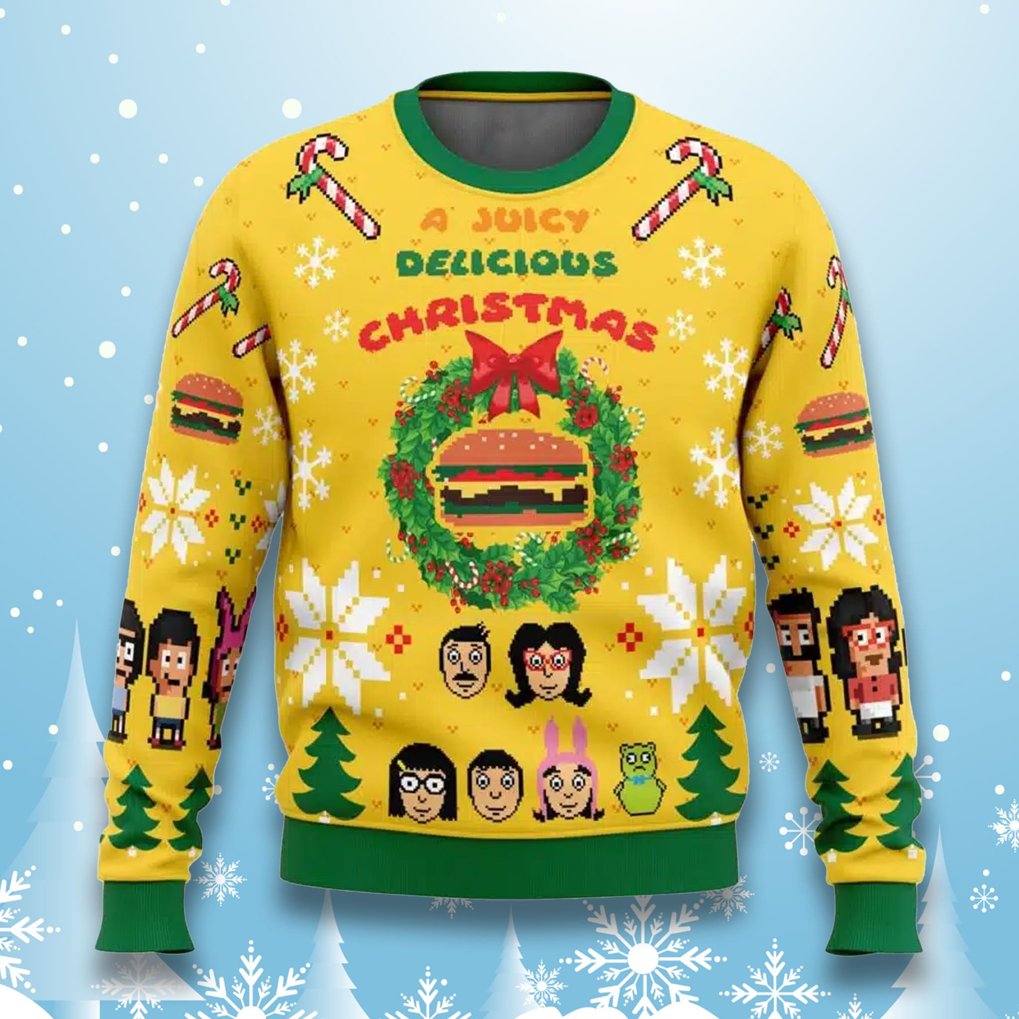 Bobs Burgers A Juicy Delicious Christmas Ugly Sweater Bobs Burgers A Juicy Delicious Christmas Ugly Sweater