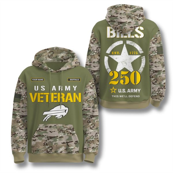 Buffalo Bills US Army 250th Anniversary Camo Hoodie