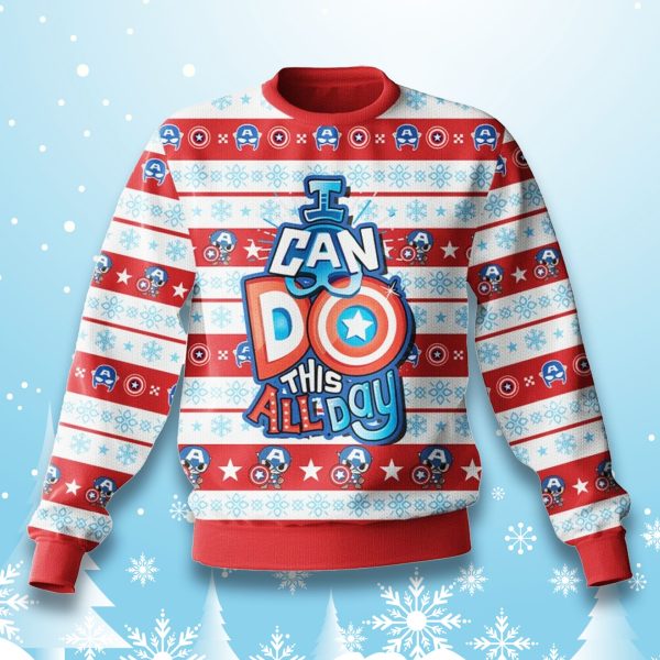 Captain America I Can Do This All Day Ugly Christmas Sweater