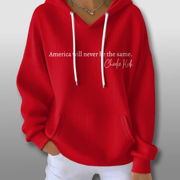 Charlie Kirk America Will Never Be The Same Waffle Hoodie 5