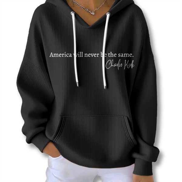 Charlie Kirk America Will Never Be The Same Waffle Hoodie