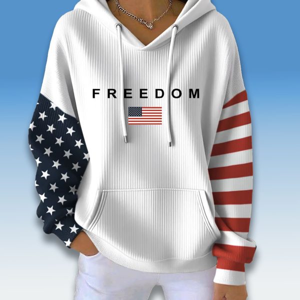 Charlie Kirk Freedom American Flag Waffle Hoodie
