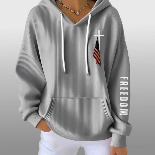 Charlie Kirk Freedom Faithful Cross American Flag Waffle Hoodie 2