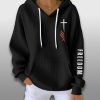 Charlie Kirk Freedom Faithful Cross American Flag Waffle Hoodie 3