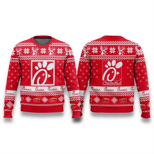Chick Fil A Restaurant Ugly Christmas Sweater 1