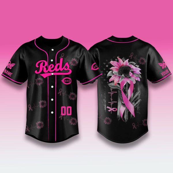 Cincinnati Reds Breast Cancer Month 2025 Black Jersey