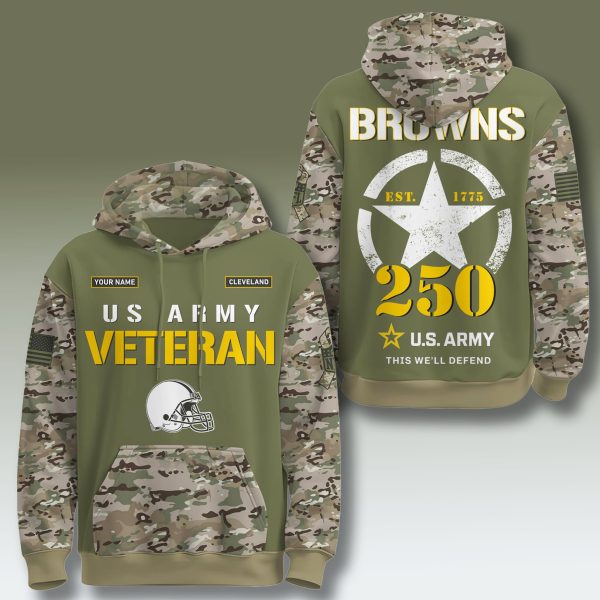Cleveland Browns x US Army 250th Anniversary Camo Hoodie