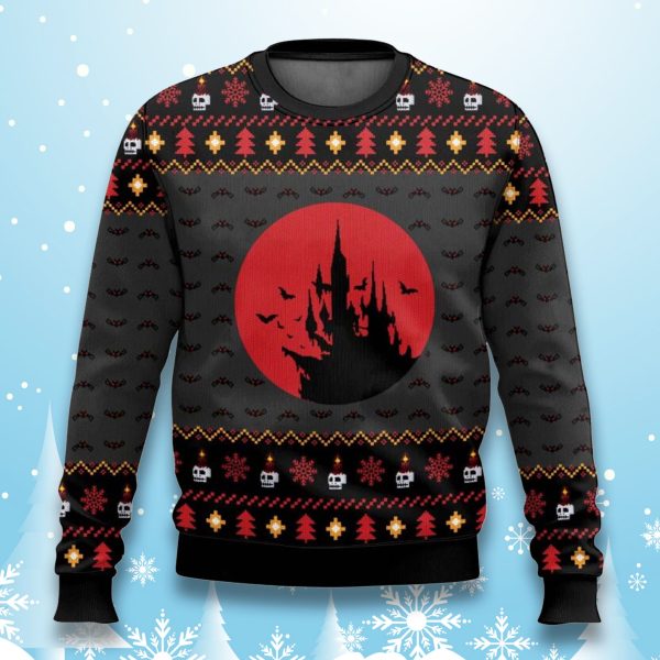 Creepy Castle Castlevania Christmas Ugly Sweater