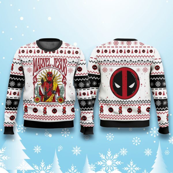 Deadpool Marvel Jesus Ugly Christmas Sweater 2