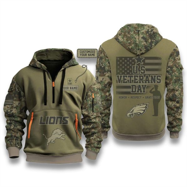 Detroit Lions US Veteran Day 2025 Camo Zip Hoodie 2