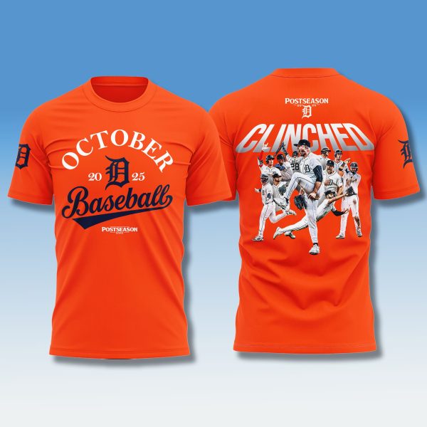 Detroit Tigers October Baseball Clinched 2025 Shirt
