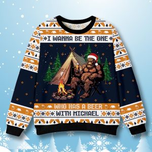 Bigfoot Wanna Have Beer Custom Ugly Christmas Sweater 1
