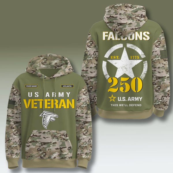 Falcons US Army 250th Anniversary Camo Hoodie 1