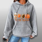 Fall Tis The Season Pumpkin Football Halloween Waffle Hoodie