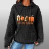 Fall Tis The Season Pumpkin Football Halloween Waffle Hoodie 2