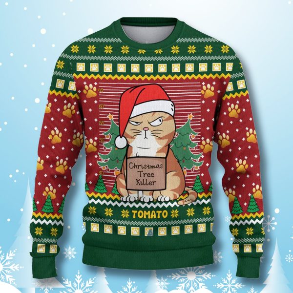 Funny Cat Tree Killee Ugly Christmas Sweater 1