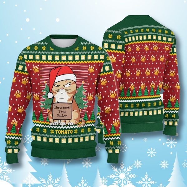 Funny Cat Tree Killee Ugly Christmas Sweater 3