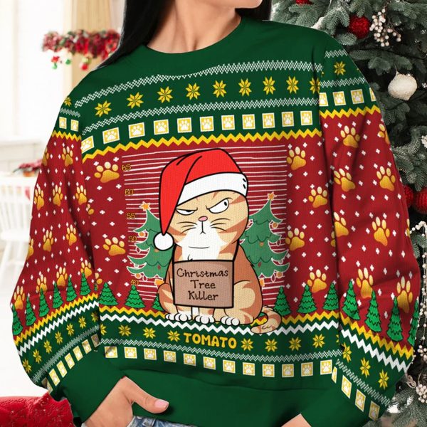 Funny Cat Tree Killee Ugly Christmas Sweater