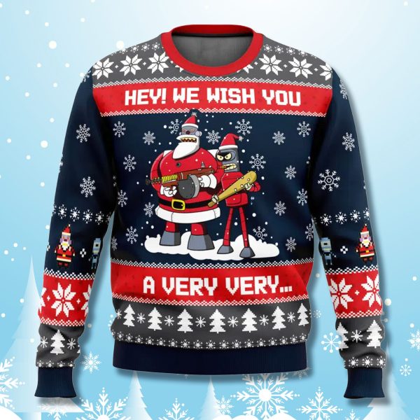 Futurama Merry Kissmyass Funny Ugly Christmas Sweater