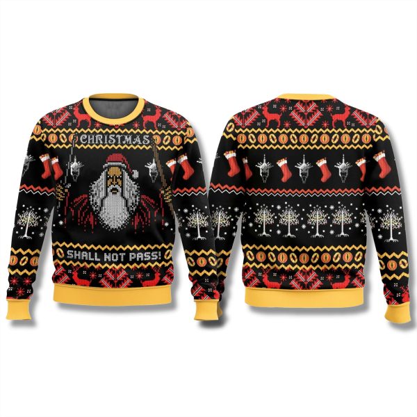 Gandalf Claus Christmas Shall Not Pass Ugly Sweater 1